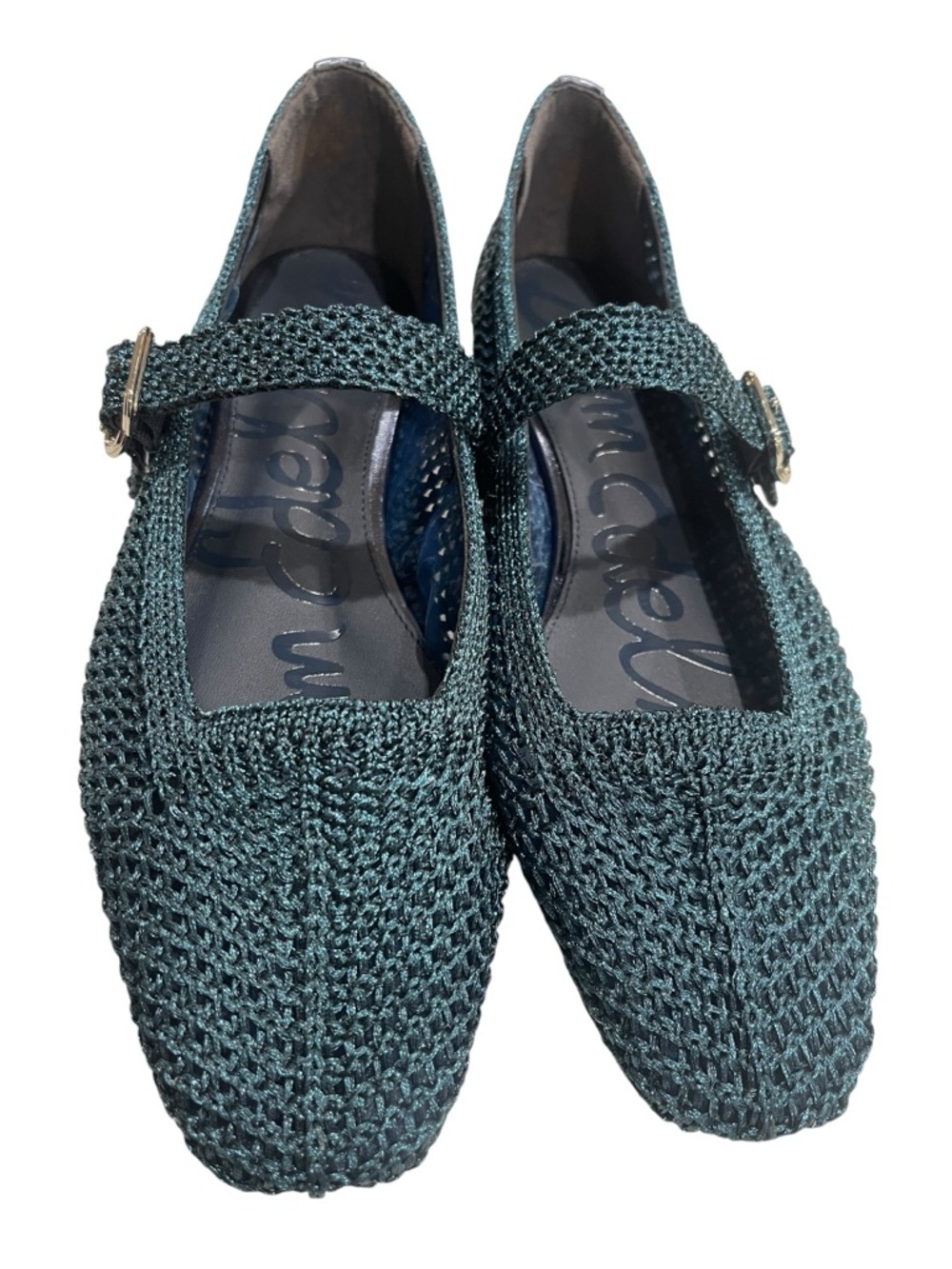 NEW Sam Edelman Michaela Knit Mary Jane Flat SZ 11 Metallic Blue Teal - Picture 3 of 9
